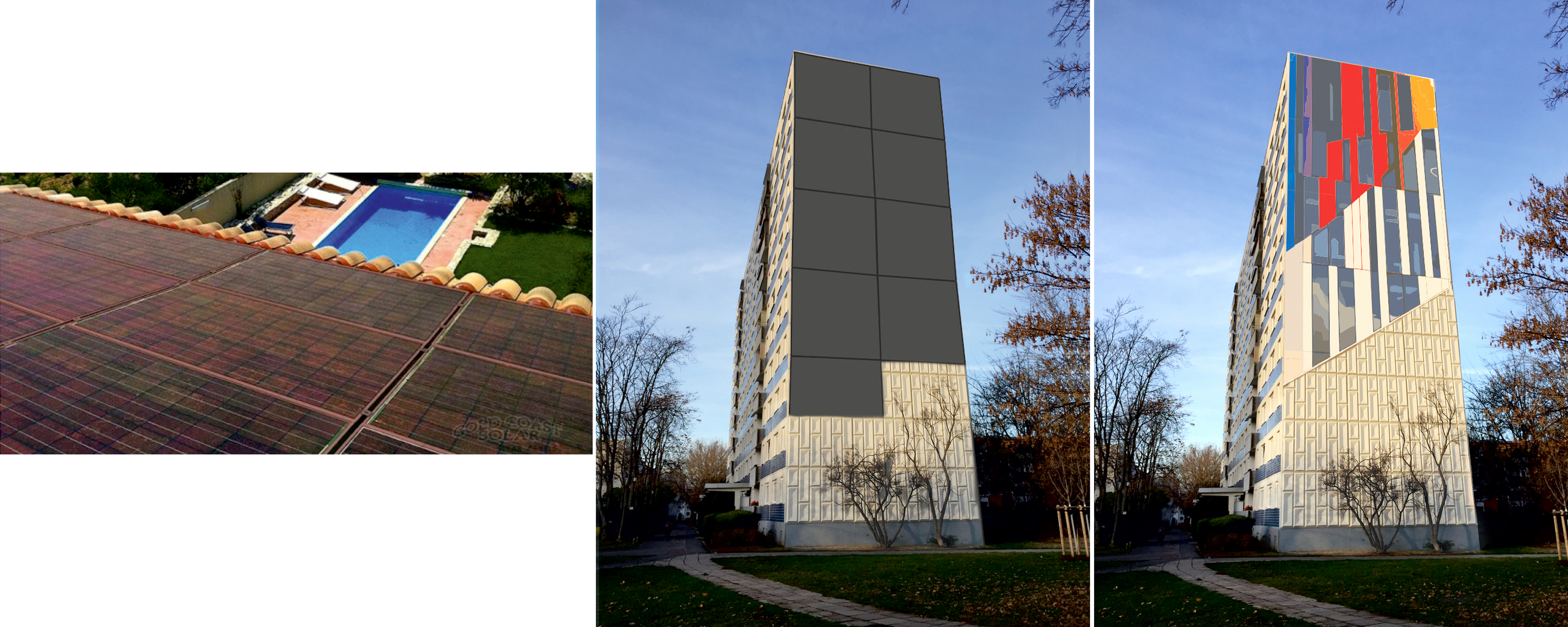 Color PV solar facade